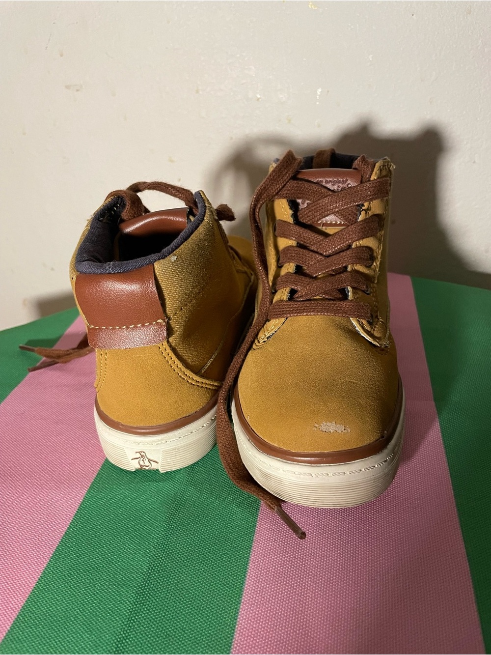 Original Penguin Kids Mustard and Brown Lace-Up Boots